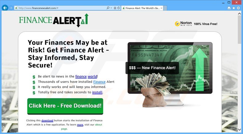 finance alert adware