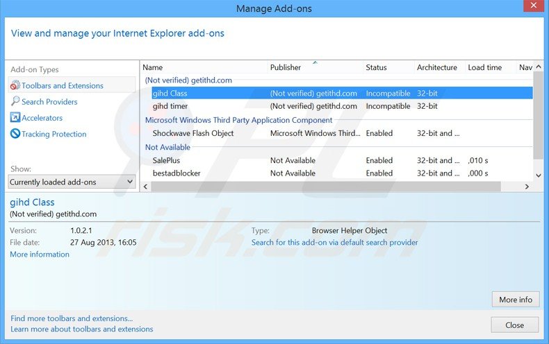 Removing getithd ads from Internet Explorer step 2