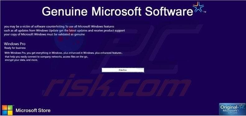 fake Windows Genuine Advantage notification - ransomware screenshot