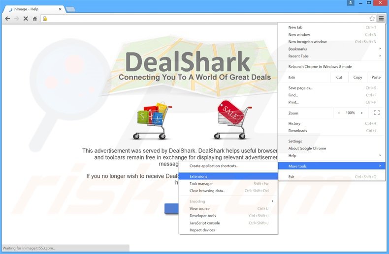 Removing DealShark  ads from Google Chrome step 1