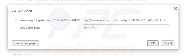 Removing everything-start.com from Google Chrome homepage