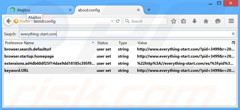 Removing everything-start.com from Mozilla Firefox default search engine