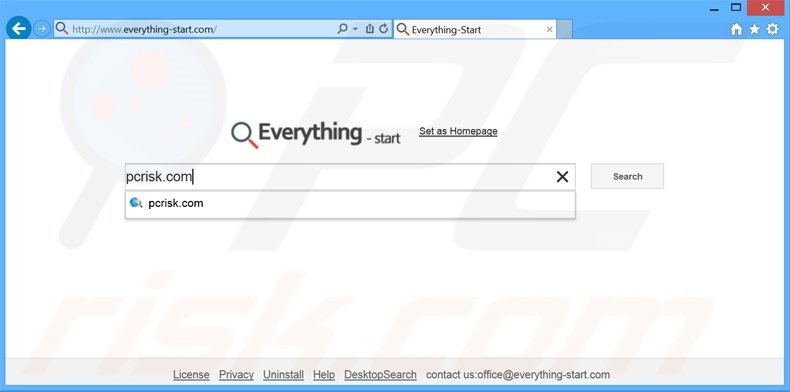 everything-start.com browser hijacker