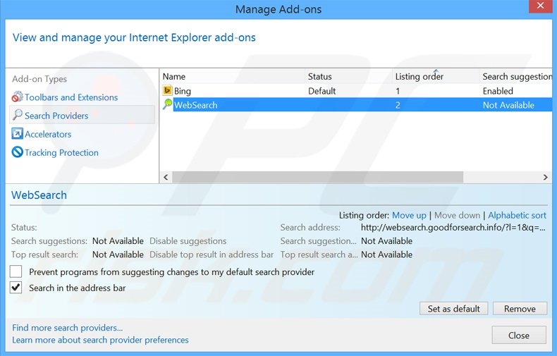 Removing everything-start.com from Internet Explorer default search engine