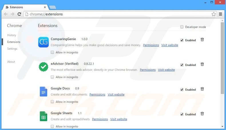 Removing LittleApp Suggestor ads from Google Chrome step 2