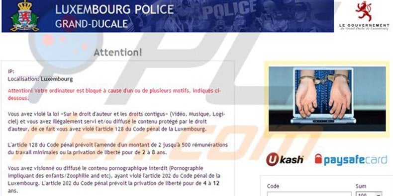 Luxembourg Police Grand Ducale ransomware virus
