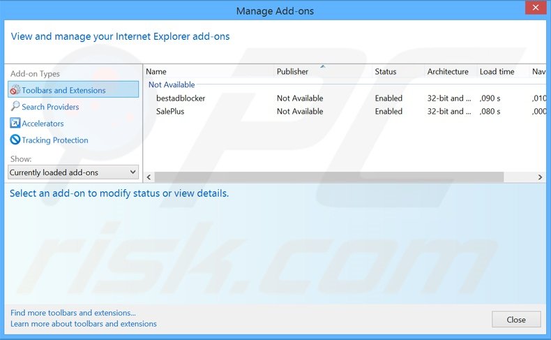 Removing MySoftToday ads from Internet Explorer step 2