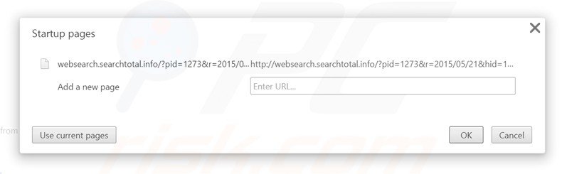 Removing websearch.searchtotal.info from Google Chrome homepage