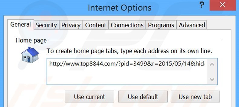 Removing top8844.com from Internet Explorer homepage