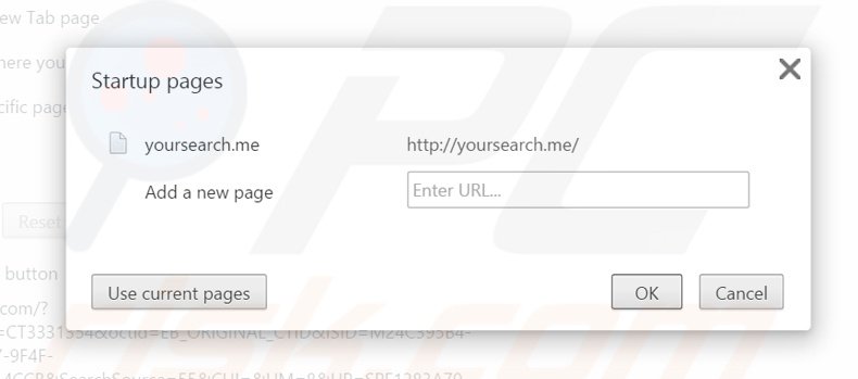 Removing yousearch.me from Google Chrome homepage