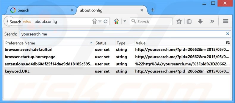 Removing yousearch.me from Mozilla Firefox default search engine