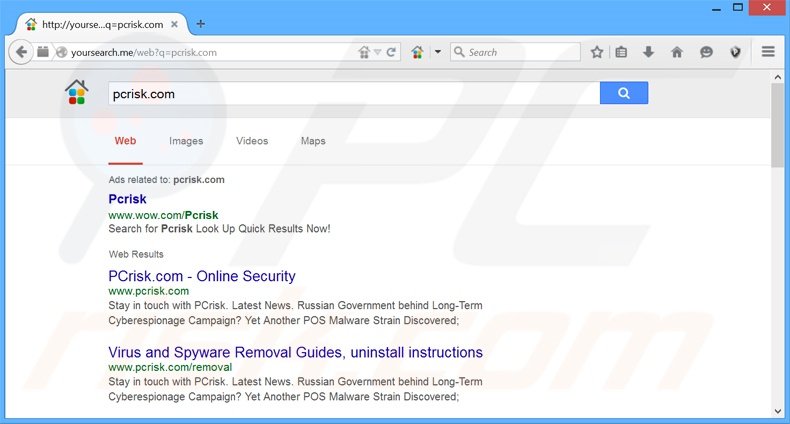 yousearch.me browser hijacker