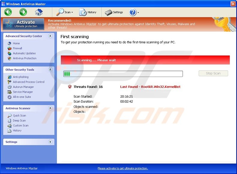 Windows Antivirus Master fake antivirus