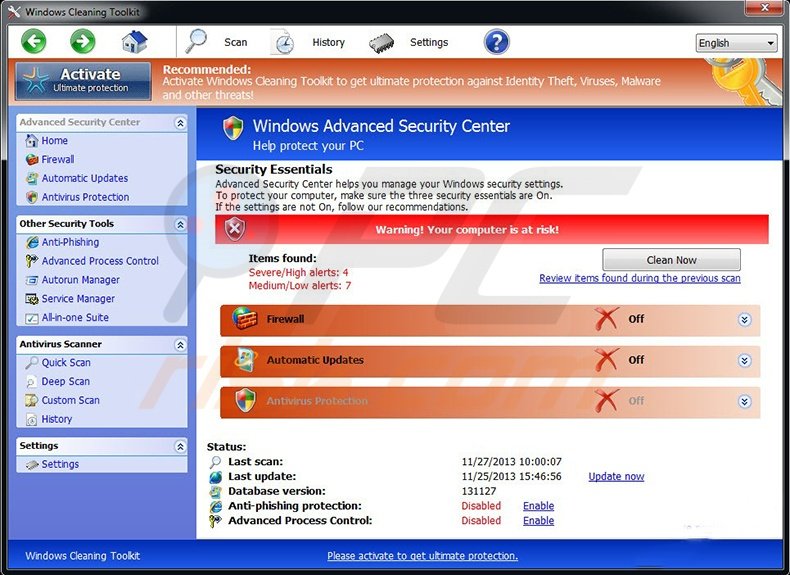 Windows Cleaning Toolkit - fake antivirus program