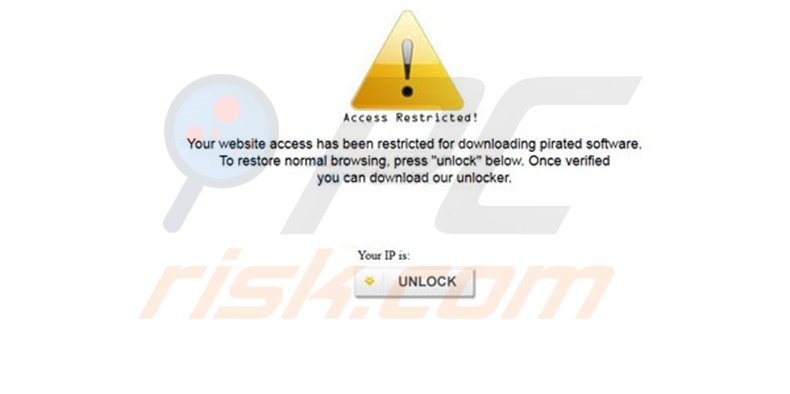 Your website access has been restricted for downloading pirated software - virus