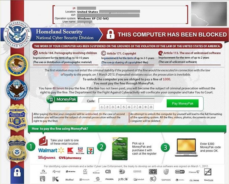 Homeland Security ransomware virus