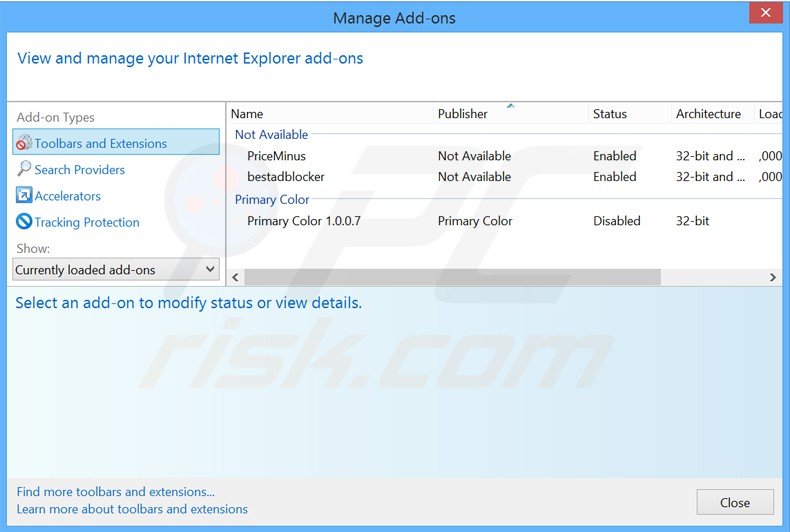 Removing offerswizard ads from Internet Explorer step 2