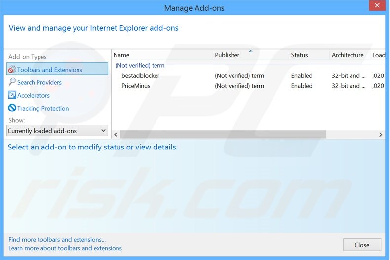 Removing searchsafe.com related Internet Explorer extensions