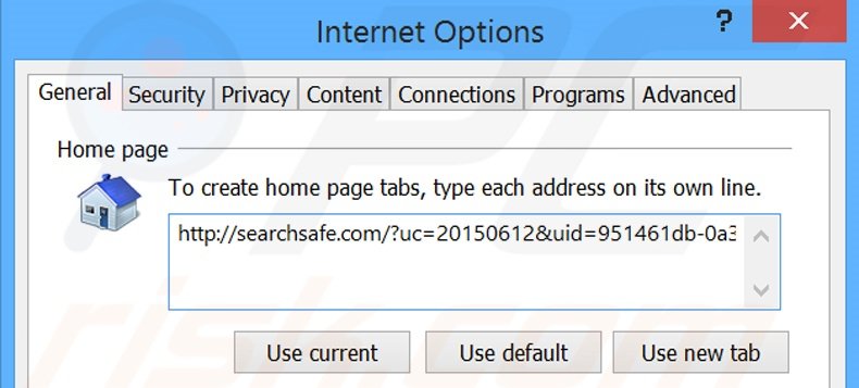 Removing searchsafe.com from Internet Explorer homepage