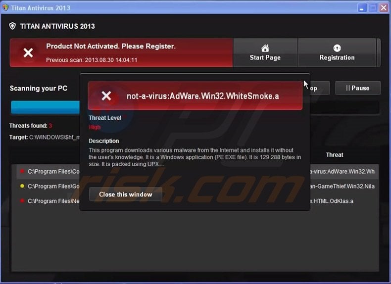Titan Antivirus 2013 fake antivirus program