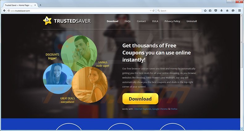 Trusted Saver virus homepage