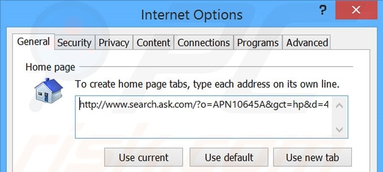 Removing search.ask.com from Internet Explorer homepage