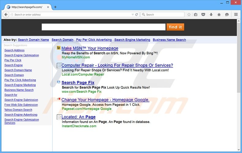 searchpagefix.com adware