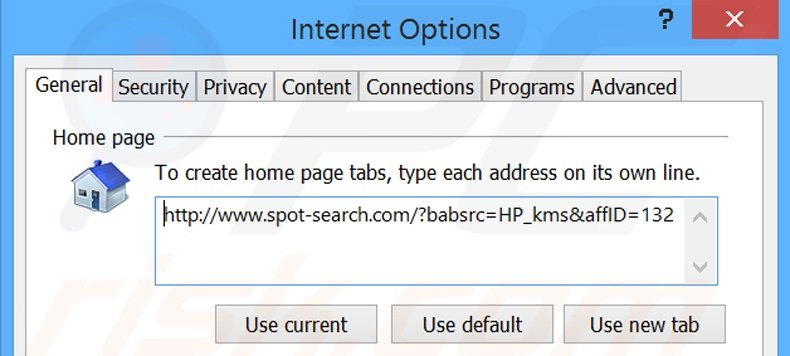 Removing spot-search.com from Internet Explorer homepage
