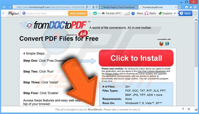 adware promoting installation of doctopdf