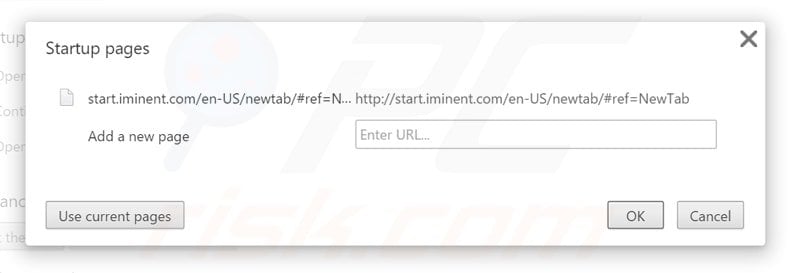 Removing start.iminent.com from Google Chrome homepage
