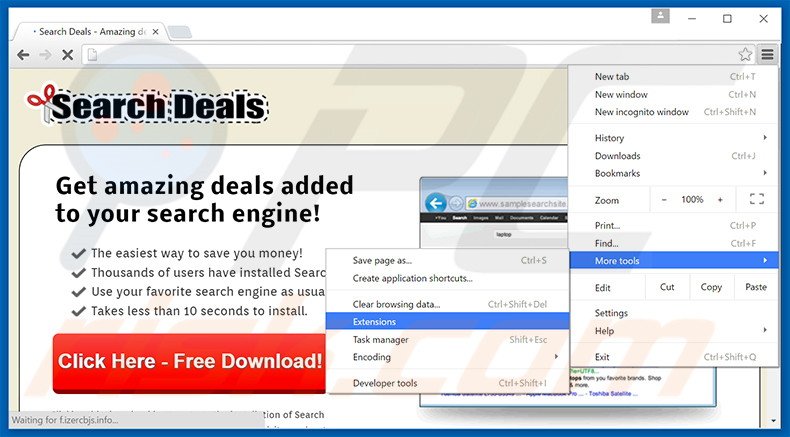 Removing Search Deals  ads from Google Chrome step 1