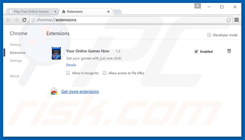 Removing search.youronlinegamesnow.com related Google Chrome extensions