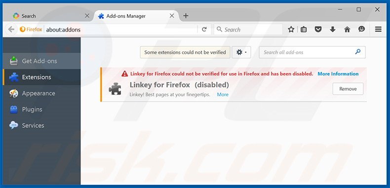 Removing default-search.net related Mozilla Firefox extensions
