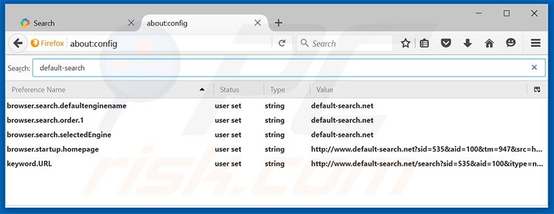 Removing default-search.net from Mozilla Firefox default search engine