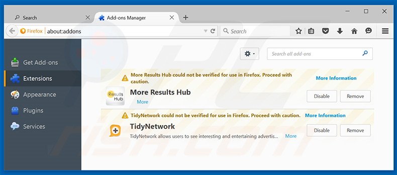 Removing trovi.com related Mozilla Firefox extensions