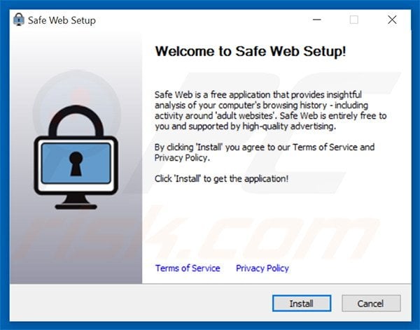 Official Safe Web adware installation set-up