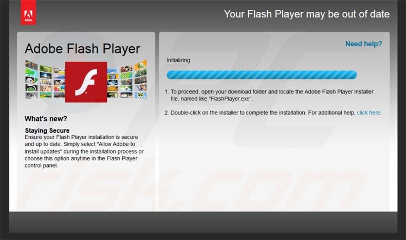 fake flash player update distributing locky ransomware