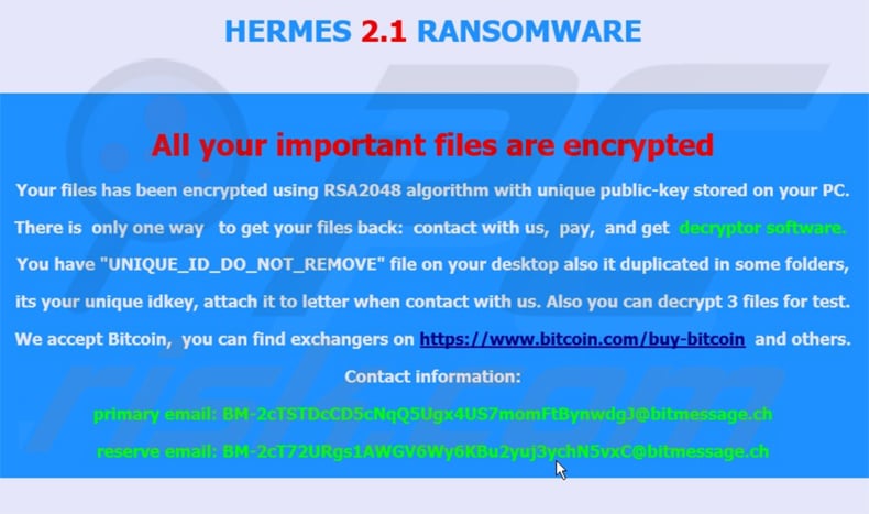 hermes 2.1 updated ransomware