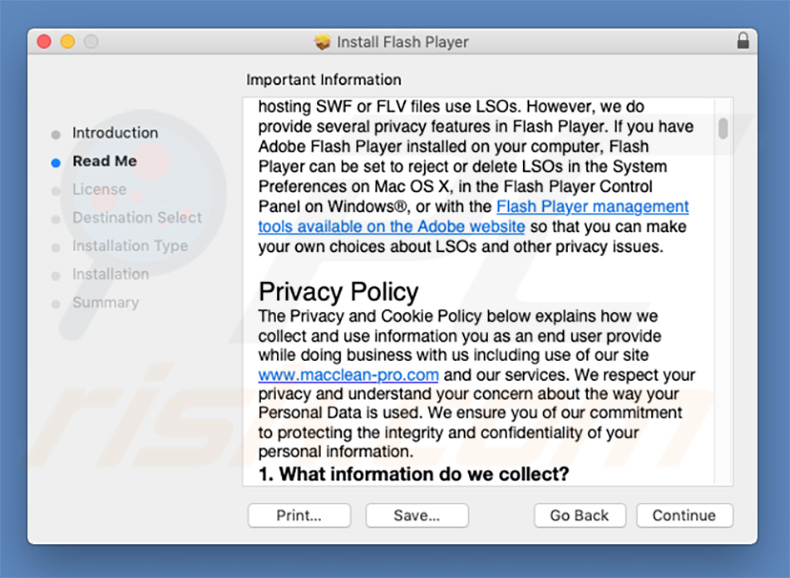 Fake Adobe Flash Player installer used to spread Mac Cleanup Pro unwanted app (sample 2)