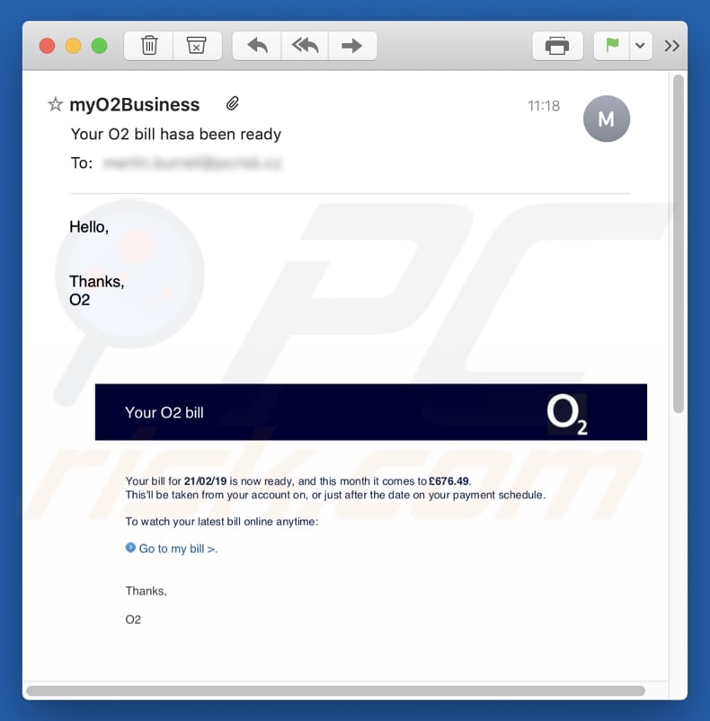 O2 bill Email Virus
