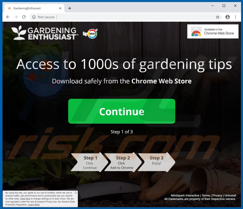 Website used to promote GardeningEnthusiast browser hijacker
