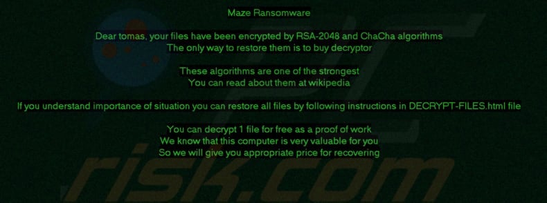 Maze ransomware wallpaper
