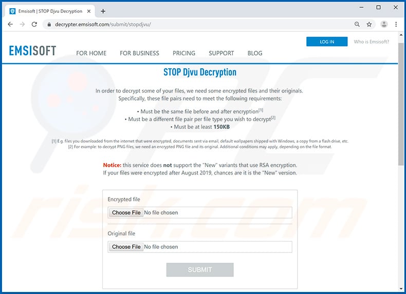 Djvu ransomware decryption service by Emsisoft