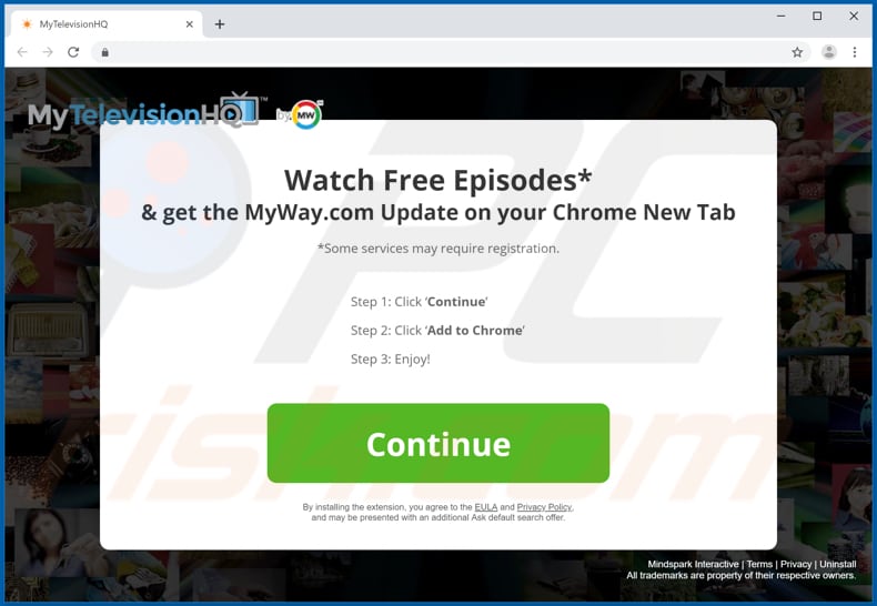 Website used to promote MyTelevisionHQ browser hijacker