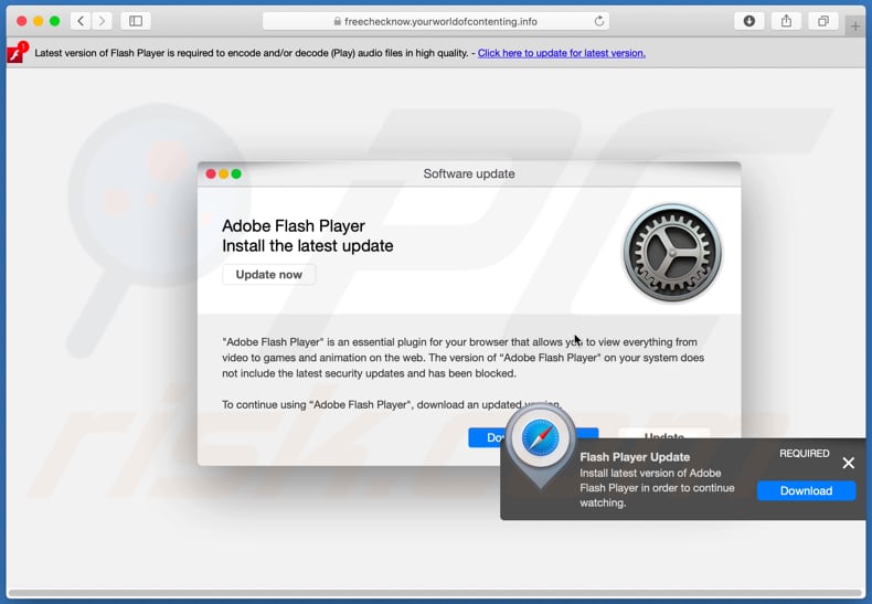latest version of adobe flash player scam second pop-up