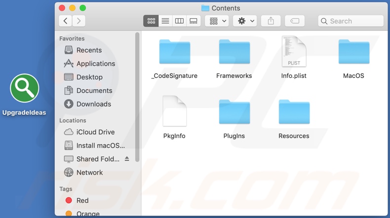 UpgradeIdeas adware installation folder