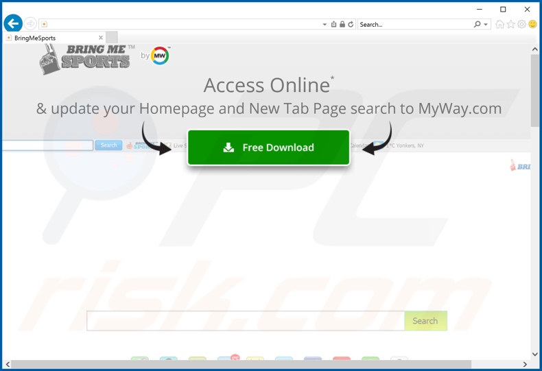 Website used to promote BringMeSports browser hijacker