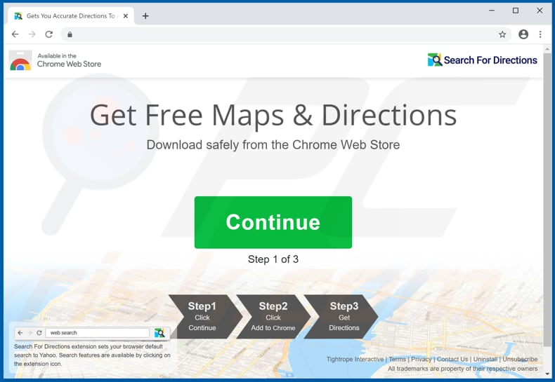 Website used to promote Search For Directions browser hijacker