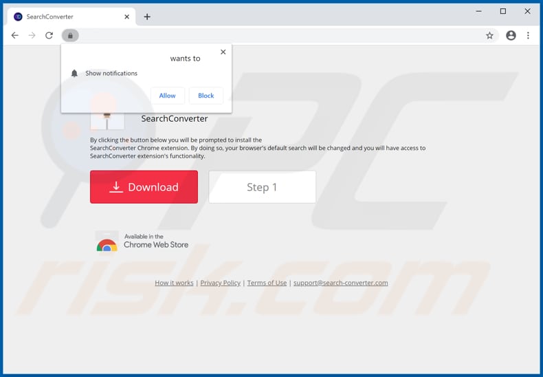 Website used to promote SearchConverter browser hijacker