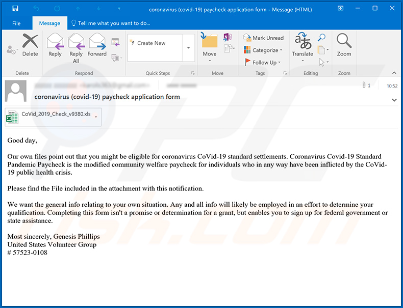Coronavirus-themed spam email spreading TrickBot trojan